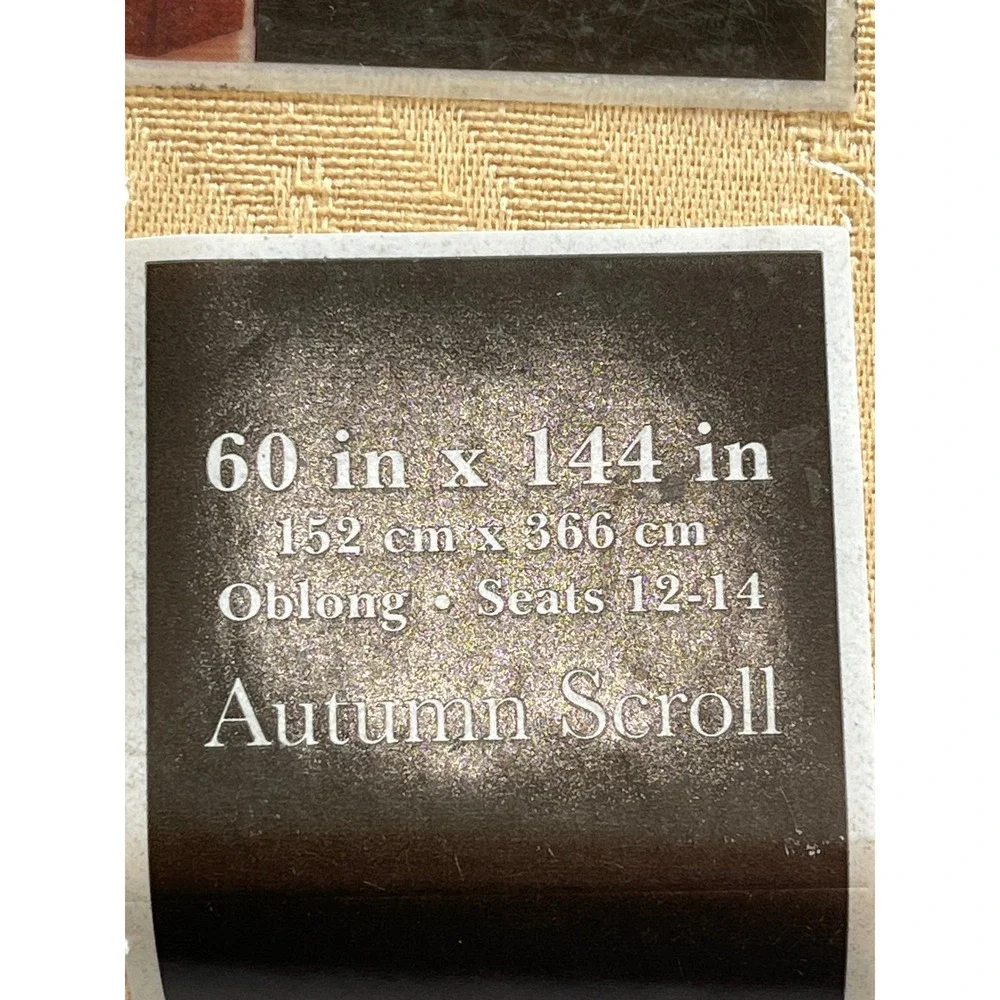 New! Autumn Scroll Damask Tablecloth, Seats 12-14, 60 in x 144 in,‎ Oblong